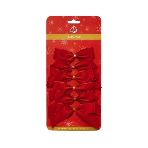 Holiday Trims Red Velvet Bow 2Lp 6Pk 7920